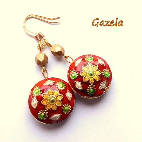 Náušnice Cloisonne červené