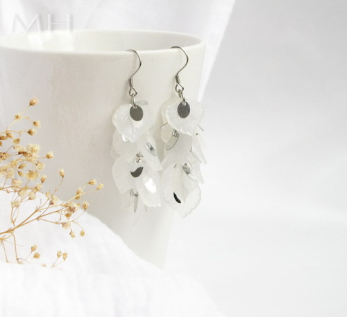 Frosted leaves. Stainless steel earrings n.41 — foto 1