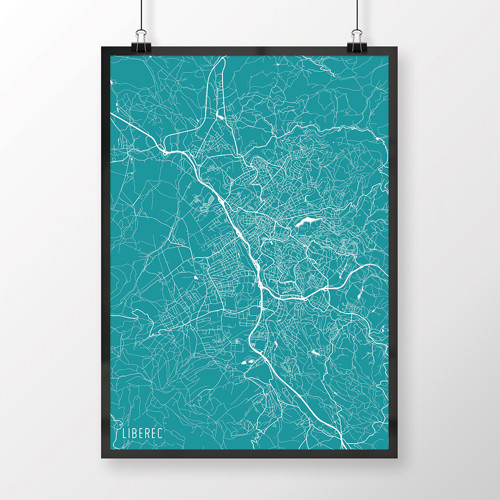 LIBEREC, 50x70cm, minimalistický, tyrkysový