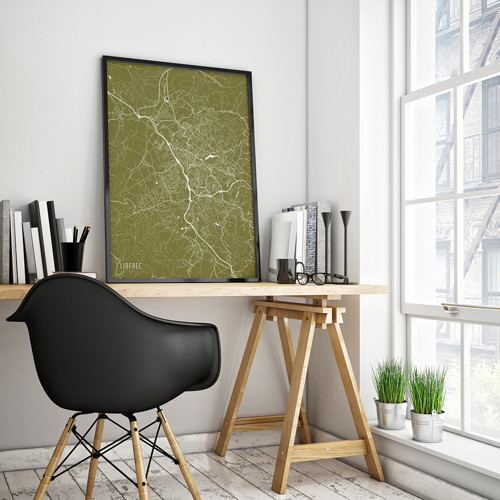 LIBEREC, 50x70cm, minimalistický, zlatý