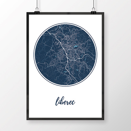 LIBEREC, 50x70cm, kulatý, tmavě modrý
