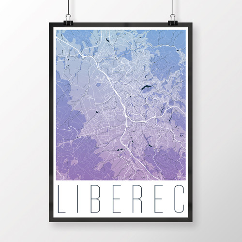LIBEREC, 50x70cm, moderní, modro-fialový