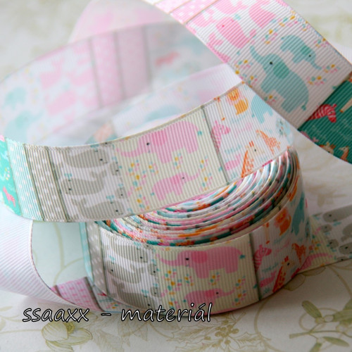 Rypsová stuha ~ 25 mm ~ zvířátkový patchwork — foto 1