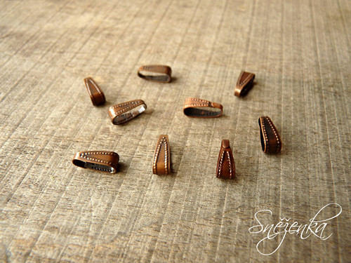 Šlupna zdobená staroměděná b., 11x4 mm, 6 ks