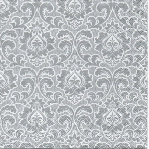 Papírový ubrousek, ornament barokní, šedé, 2 ks