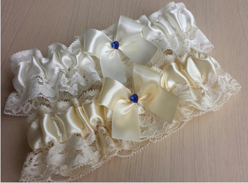 Krajkový ivory/champagne SW podvazek