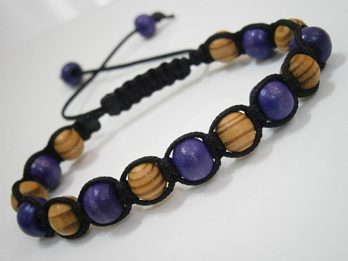 Dřevěný náramek (macramé) - Unisex — foto 1