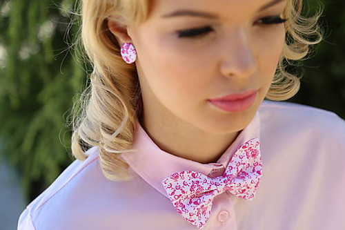 I love slovak folklore set (pink) - bow tie+clips