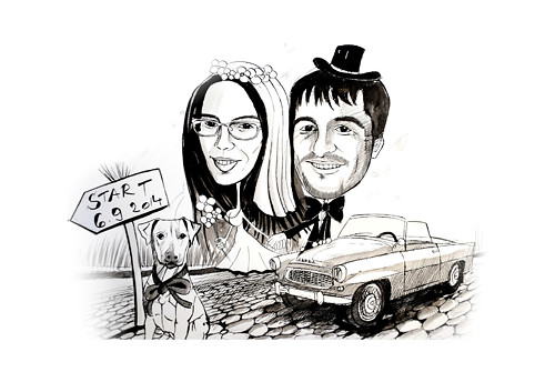 Kreslená karikatua dvojice A2, or. Dlabal