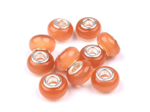 Skleněné korálky s velkým průvlekem medové 8x13mm