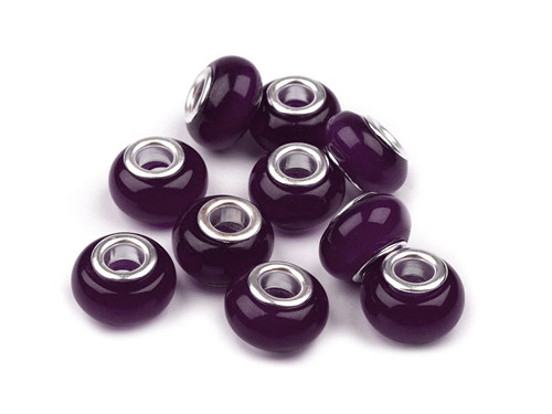 Skleněné korálky s vel. průvlekem švestkové 8x13mm