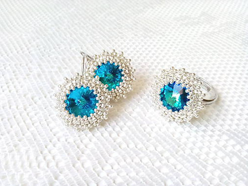 Bermuda blue set (Swarovski / Rhodium)