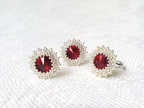 Wild cherries set (Swarovski / Rhodium)