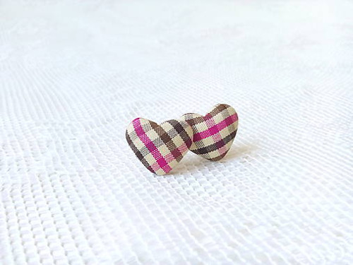 Little hearts earrings (beige/brown/black/fuchsia)