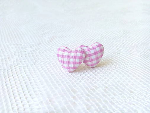 Little hearts earrings (pink/white)