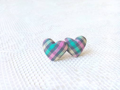 Little hearts earrings (turquoise/pink/grey/yellow