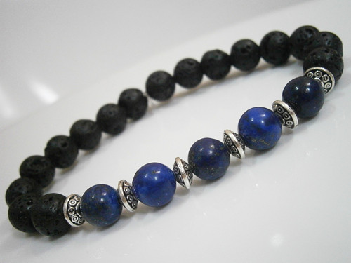 "Láva/Lapis Lazuli" - minerálový náramek