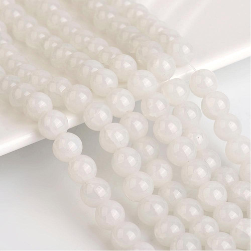 Imitace jadeit - práskané, bílé 8mm/20ks