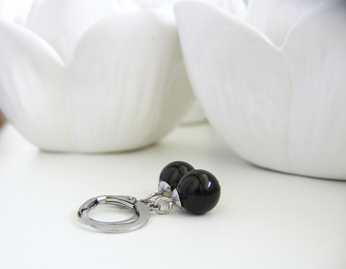 Black náušnice Black Stone • nerezová ocel — foto 1