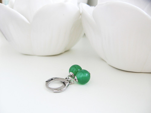 Green náušnice Achát • nerezová ocel — foto 1