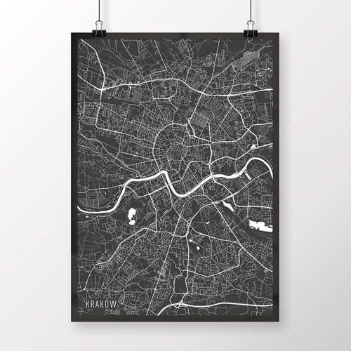KRAKOV, 50x70cm, minimalistický, tmavě šedý