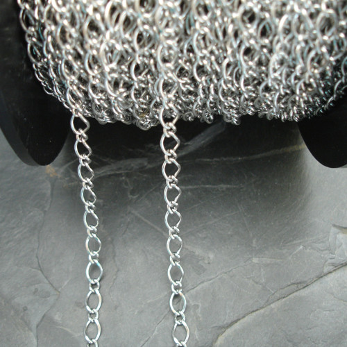 Řetízek 5x8+3,5x4mm - platinový - 1m