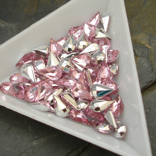 Akrylová kapka 5x8mm - 10 ks - růžová
