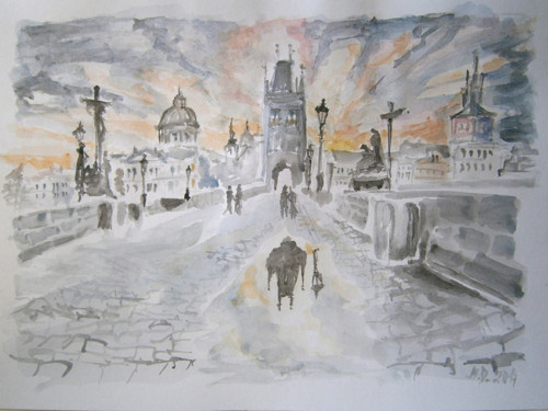 Akvarel Karlova mostu — foto 1