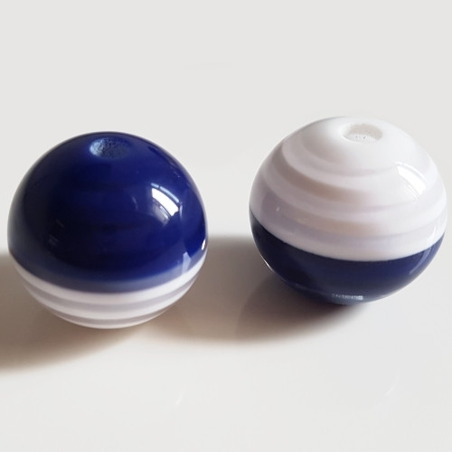 Korálky s pruhem, modrá, 18 mm (1ks)