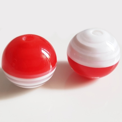 Korálky s pruhem, červená, 18 mm (1ks)