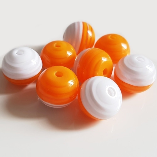 Korálky s pruhem, oranžová, 14 mm (2ks)