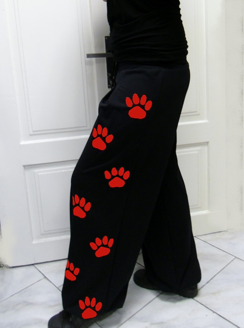 Taneční tepláky,červené tlapky , vel.2XL -3XL