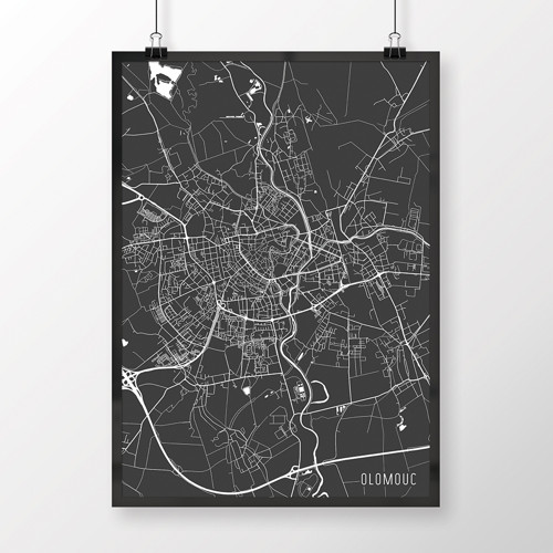 OLOMOUC, 50x70cm, minimalistická, tmavě šedá — foto 1