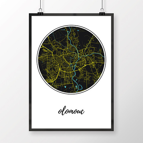 OLOMOUC, 50x70cm, kulatá, černá — foto 1