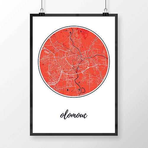 OLOMOUC, 50x70cm, kulatá, červená