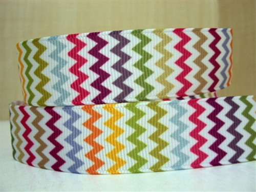 Stuha rypsová š.22 mm: Rainbow Chevron