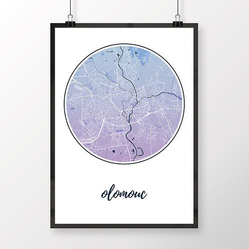 OLOMOUC, 50x70cm, kulatá, modro-fialová