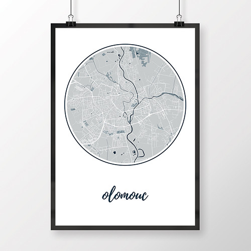 OLOMOUC, 50x70cm, kulatá, světle modrá