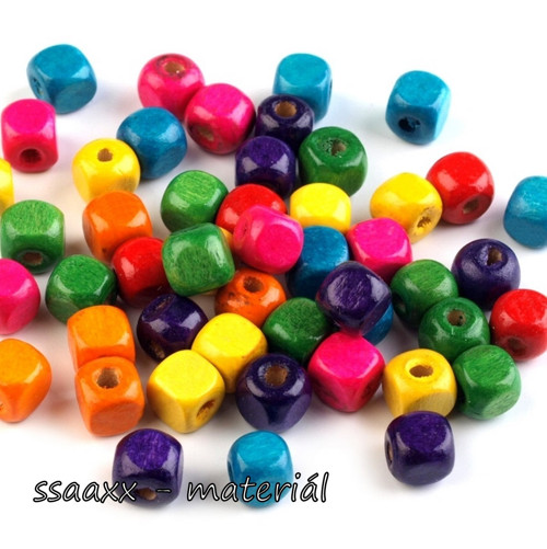 Dřevěný korálek ~ 8x8mm ~ 20ks ~ mix barev