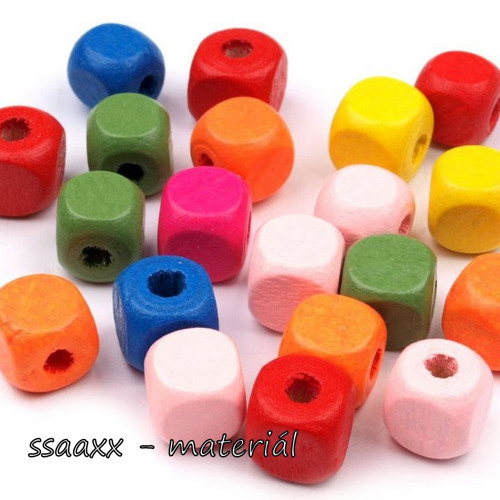 Dřevěný korálek ~ 10x10mm ~ 20ks ~ mix barev