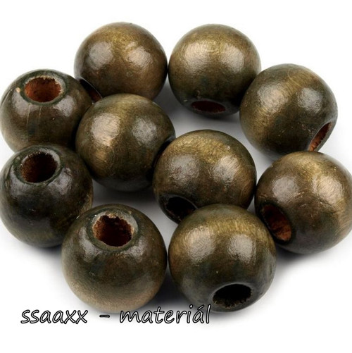 Dřevěný korálek ~ 25mm ~ 2ks ~ khaki