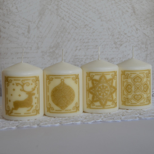 Vánoční III. - sada 4 svíček (8x6 cm)