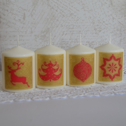 Vánoční IV. - sada 4 svíček (8x6 cm)