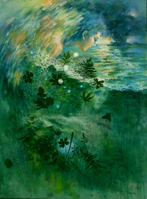 From the edge of the deep green sea -akryl,70x95cm