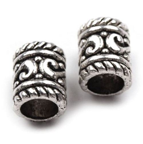 Kovové korálky / koncovky na šňůrky 6x9 mm - 2 ks