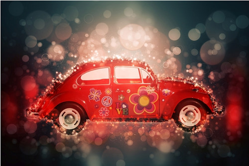 Panel 30x20cm VW Brouk LOVE — foto 1