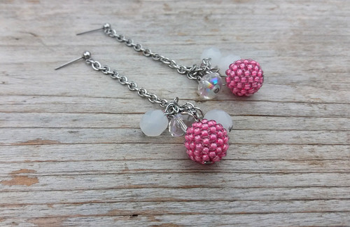 Náušnice Marbles Lollipop s růžovým rokajlem