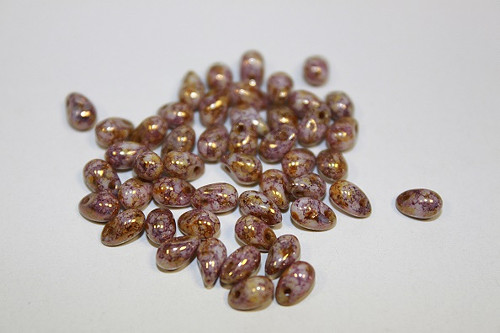 Slza - 4/6mm - bílá/fialový senegal - 60ks - 22kč
