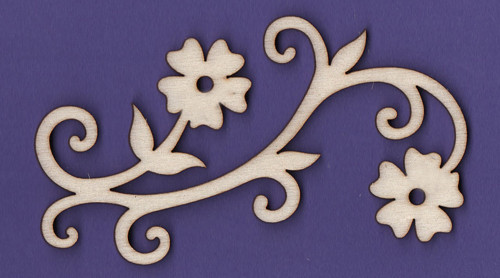 Dřevěný výřez, ornament, květinová větvička