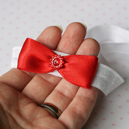 Čelenka pro newborn - červená mašlička — foto 1